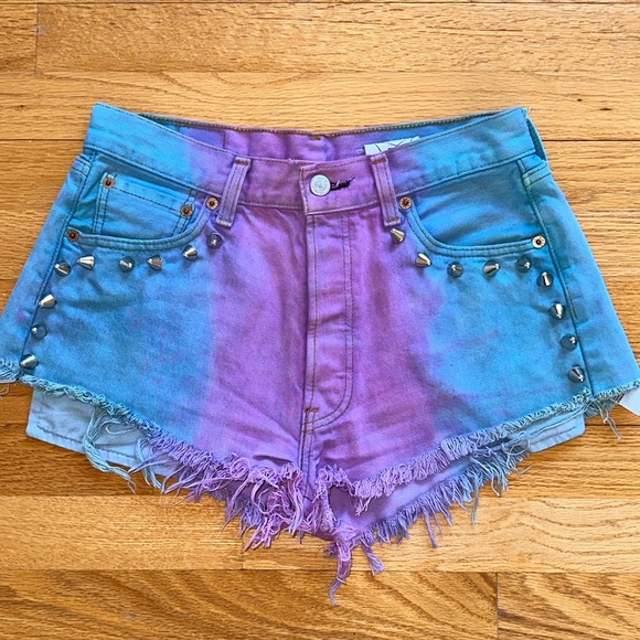 LF Pants - LF Vintage Tye Dye Distressed Denim Shorts